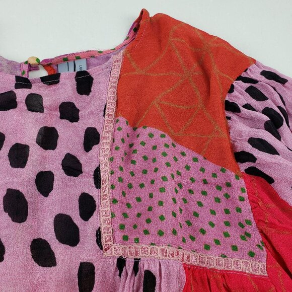 Blank London Miranda Peasant Blouse Womens Large Pink Anthropologie Boho Top - Picture 7 of 16